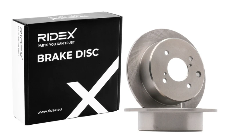 Image of RIDEX 82B0836 Brake disc Rear Axle, solid, Cast Iron, Uncoated, Untreated, without bolts/screws Cast Iron Brake Disc (82)