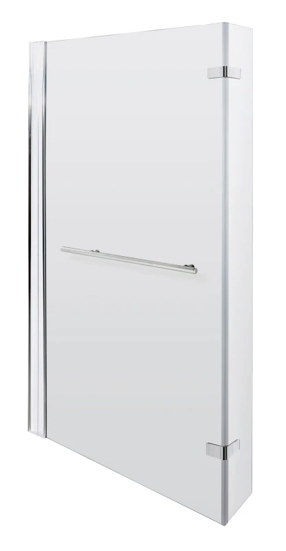 Image of Balterley 6mm Safety Glass Reversible LShaped Bath Fixed Screen Hinged Return Silver