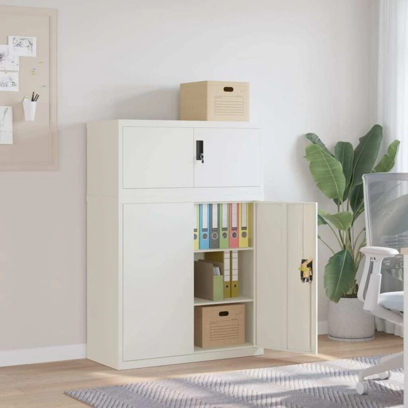 Image of Vidaxl File Cabinet White 90X40X130 Cm Steel, White 3188311
