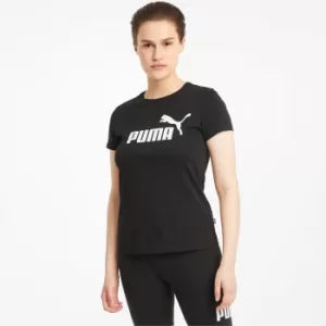 image of PUMA Essentials Logo Womens T-Shirt, Black, size Medium, Clothing