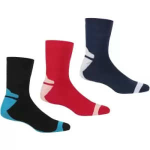 image of Regatta Womens 3pk Anti Bacterial Coolmax Wicking Socks UK Size 6-8