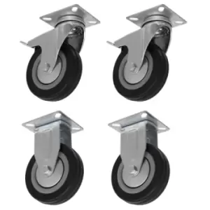 Image of Sealey 4pc Castor Wheel Combo - Fixed & Swivel Plate Ø100mm