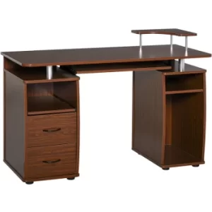 Image of HOMCOM Computer Office Desk Table Workstation w/ Keyboard Tray Drawer Brown