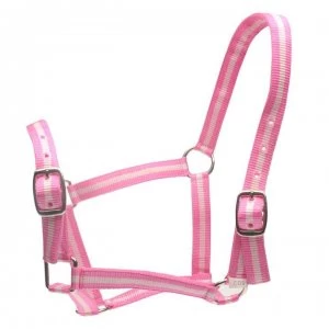 Image of Roma Headcollar and Lead Rope Set - Pink/Silver
