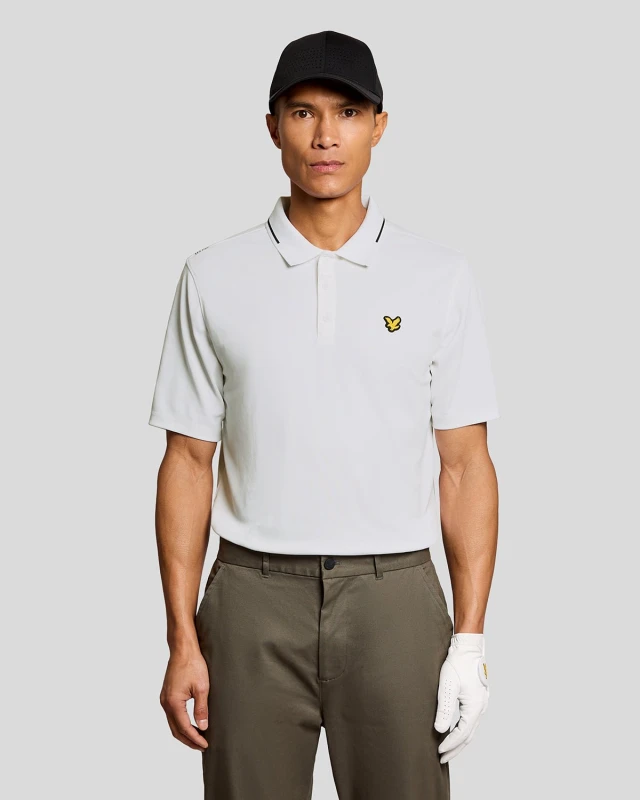 Image of Lyle & Scott Mens Golf Tipped Technical Polo Shirt in White