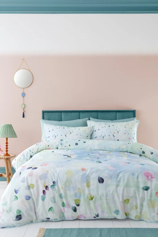 Image of Appletree 'Alfresco' 100% Cotton Duvet Cover Set Duck Egg Blue unisex