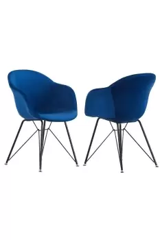 Image of ''Valentina' Velvet Upholstered Dining Chairs Set of 2