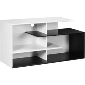 image of Tv Unit Cabinet for TVs up to 32-55 w/ Storage Shelves, Black - Black - Homcom