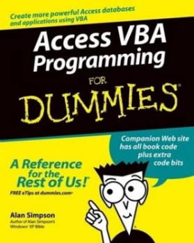 Image of Access Vba Programming for Dummies by Alan Simpson Book