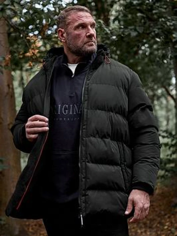 Image of BadRhino BadRhino Men Hooded Logo Puffer Jacket in Black Size: 5-6X-Large Black 5-6XL Male 5063111464494