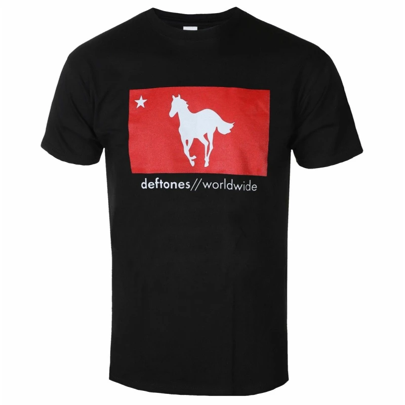 Image of Deftones Mens Star & Pony Cotton T-Shirt in Black Size: XL Black Male XL