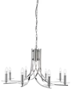 Image of Ascona 8 Light Chandelier Satin Silver Finish, E14