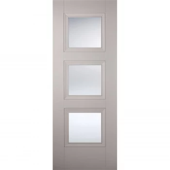 image of Amsterdam Internal Glazed Primed Silk Grey 3 Lite Door - 762 x 1981mm