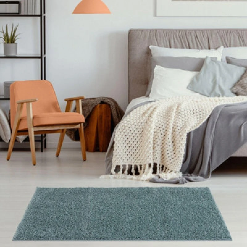 Image of The Rugs Myshaggy Collection Living Room Rugs Solid Design Duck Egg Blue
