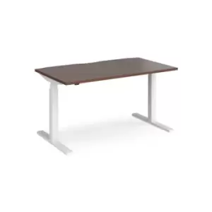 Image of Height Adjustable Desk Rectangular Desk 1400mm Walnut Tops With White Frames 800mm Depth Elev8 Touch