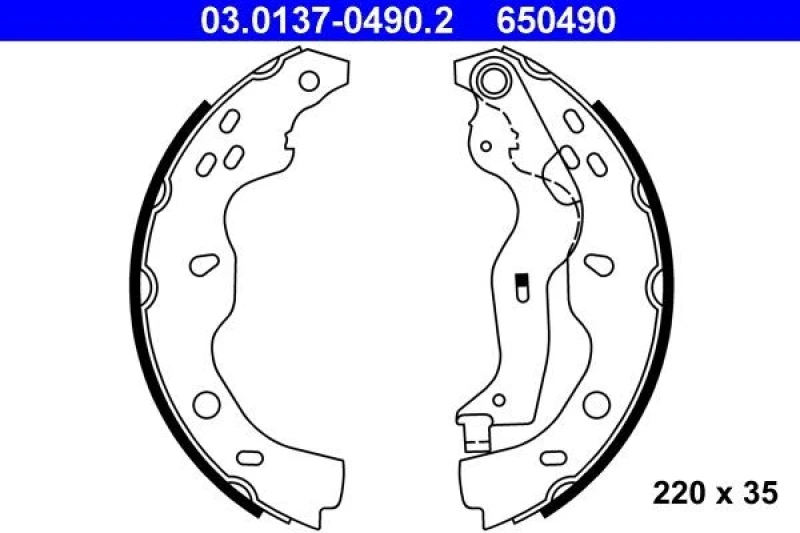 Image of ATE 03.0137-0490.2 Brake Shoes with lever Brake Shoe Set (70)