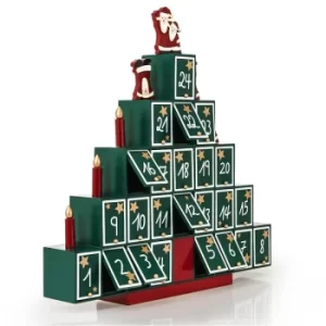 Image of Advent Calendar Christmas Decoration Wooden Reusable Refillable Wood Xmas Countdown Advent Calendar Pyramid