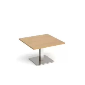 Image of Brescia square coffee table with flat square brushed steel base 800mm - oak
