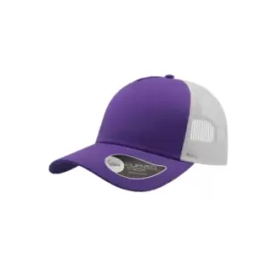 Image of Atlantis Rapper Cotton 5 Panel Trucker Cap (One Size) (Purple/White)