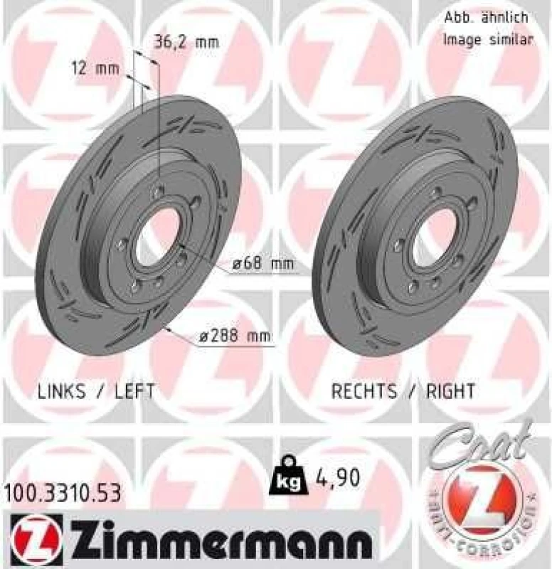 Image of ZIMMERMANN Brake disc ZIMMERMANN 100.3310.53