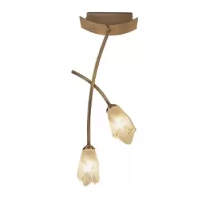 Image of Pietra Ceiling 2 Light G9, Antique Brass