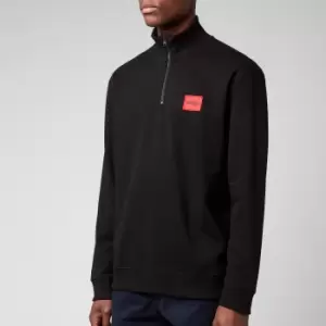Image of HUGO Mens Durty Quarter Zip Sweatshirt - Black - XXL