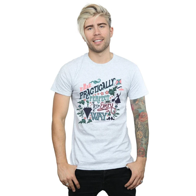 Image of Disney Men Mary Poppins Practically T-Shirt in Grey Size: large Grey L Male 5057864520101