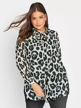 Image of Yours Curve Animal Boyfriend Shirt - White/Black, Natural, Size 14, Women