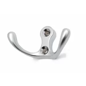 Image of Small Double Coat Hanger Hook Door Wall Bath CK24 Model - Colour Aluminium - Pack of 20