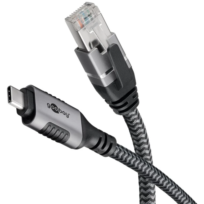 Image of Goobay 70696 cable gender changer USB C RJ-45 Black. Silver