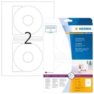 Image of HERMA CD labels A4 Ø 116mm white paper matt opaque 50 pcs.