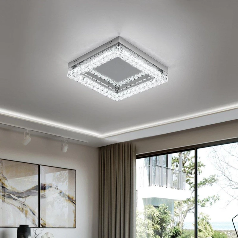 Image of Kabinet UK Modern Square Crystal Ceiling Light White unisex One size