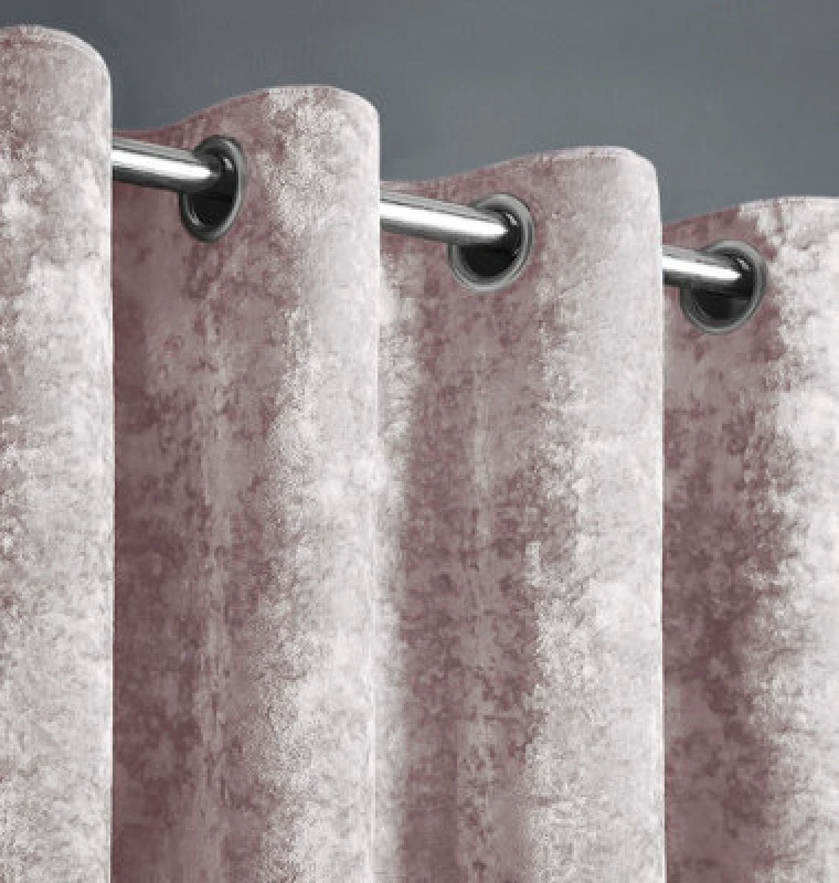 Image of Intimates Intimates Blush Pink Plain Crushed Velvet Curtains 117X189cm - Size: W 117 x D 189cm - Wilko Pink