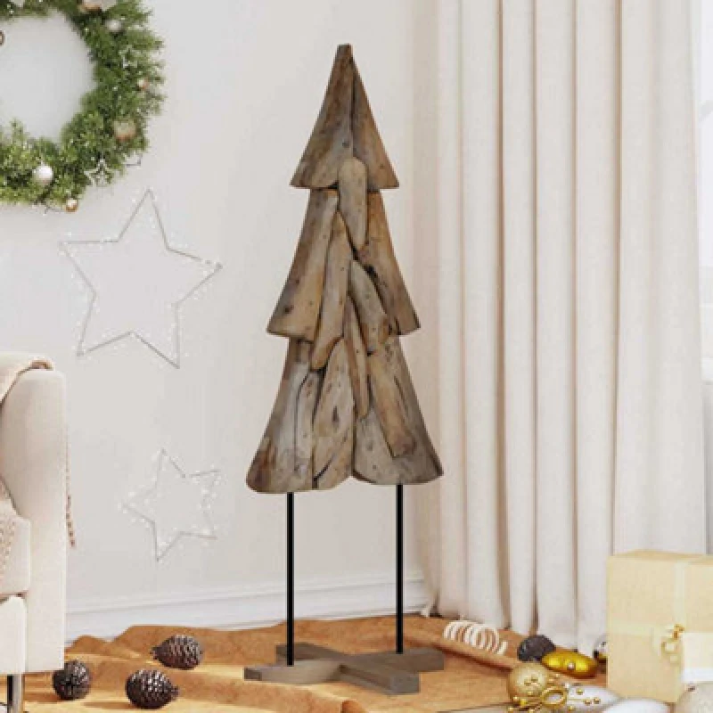 Image of vidaXL Christmas Tree with Stand Brown 120 x 43cm Solid teak wood, Brown 42017931