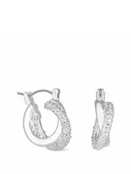 image of Lipsy Silver Crystal And Polished Hoop Earrings