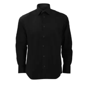 Image of Russell Collection Mens Long Sleeve Easy Care Fitted Shirt (14.5) (Black)