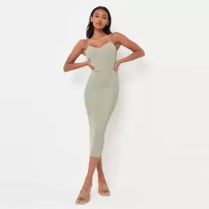 Missguided Sweetheart Cut Out Back Midaxi Dress - Green