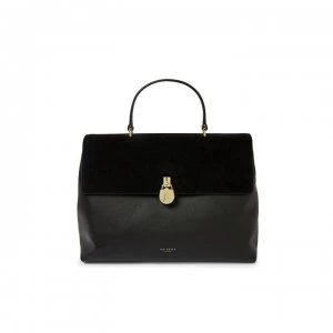 Image of Ted Baker Madyy Lock Leather Tote Bag - black