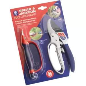 image of Spear and Jackson Razorsharp Anvil Secateurs and Sharpener Set