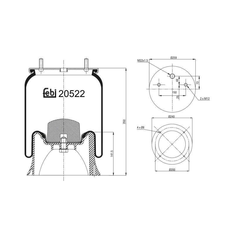 Image of FEBI BILSTEIN 20522 Boot, air suspension Boot,air suspension (324)