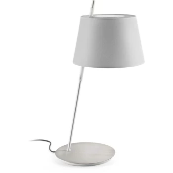 image of Faro Tango - Satin Nickel Table Lamp Grey Shade, E27