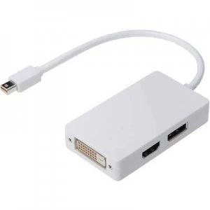 Image of Digitus DisplayPort / HDMI / DVI Adapter [1x Mini DisplayPort plug - 1x DisplayPort socket, HDMI socket, DVI socket 25-pin] White 20.00 cm