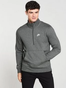 image of Nike Sportswear Club Half Zip Sweat Charcoal Heather Size 2XL Men