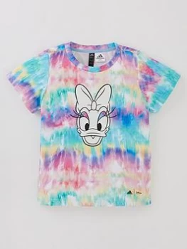 Image of adidas Younger Girls Daisy Duck T-Shirt - Pink/Purple, Pink/Purple, Size 3-4 Years, Women