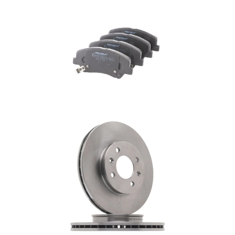 Image of RIDEX 3405B3410 Brake disc and pads set Front Axle, Brake Disc Type: Vented, incl. wear warning contact Brake Set,disc brakes (3405)