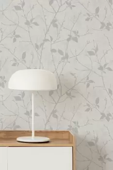 Image of Boutique Belle White/Silver Leaves Wallpaper