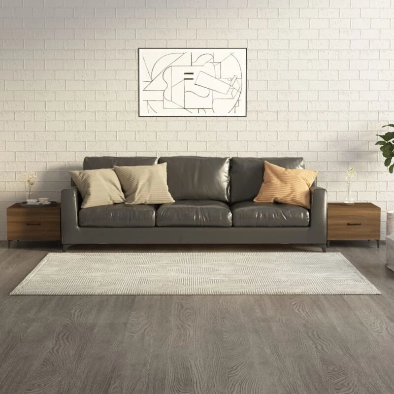 Image of Vidaxl Coffee Tables With Metal Legs 2 Pcs Brown Oak 50X50X40 Cm, Brown 817542