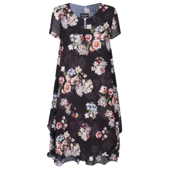 Image of James Lakeland Short Sleeve Wave Hem Dress - Black
