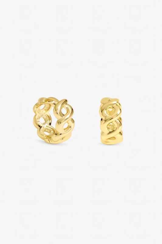 Image of Jon Richard Womens Gold Plated Infinity Hoop Earrings - Pack of 2 Gold Female One Size