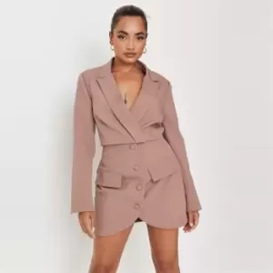 image of Missguided Tlred Bttn Front Mini Skirt Coord - Grey